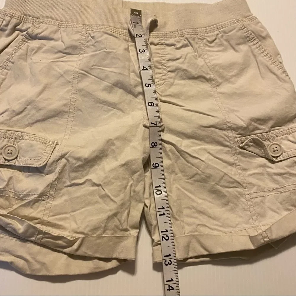 Arizona tan khaki pull on long cargo Bermuda shorts cotton stretch blend girl 14